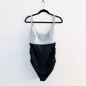 Wolf and Whistle Maternity Swimsuit ribbed B&W